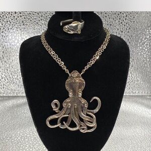*** Octopus ^^^   3d “” ^^^ Pendant Necklace / Ring *** Silver - Women Jewelry